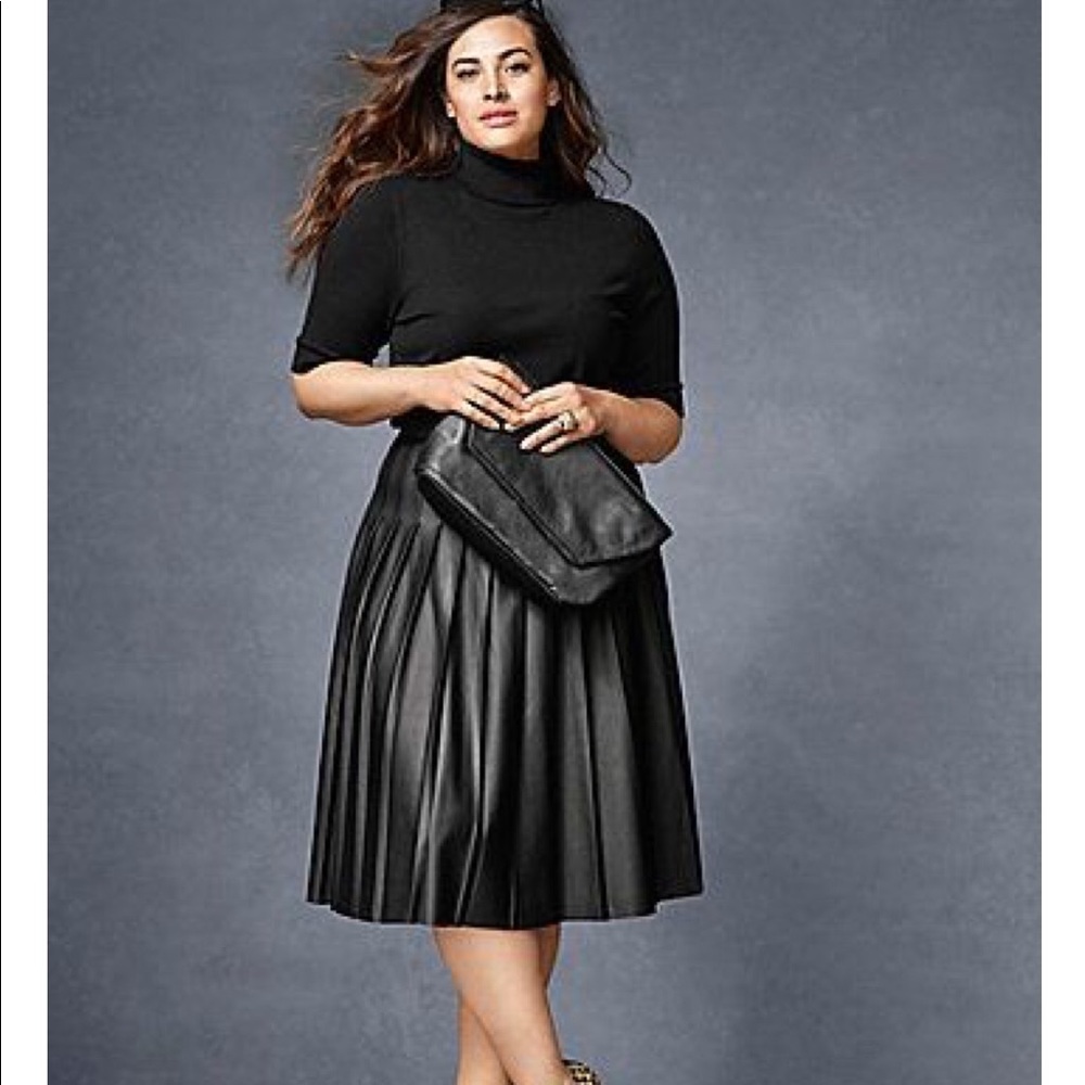 Lane Bryant Pleated Leather Midi Skirt